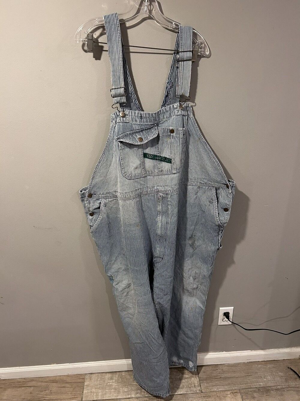 Key Imperial Bib Overalls 56x30 Hickory Striped Denim Railroad Engineer